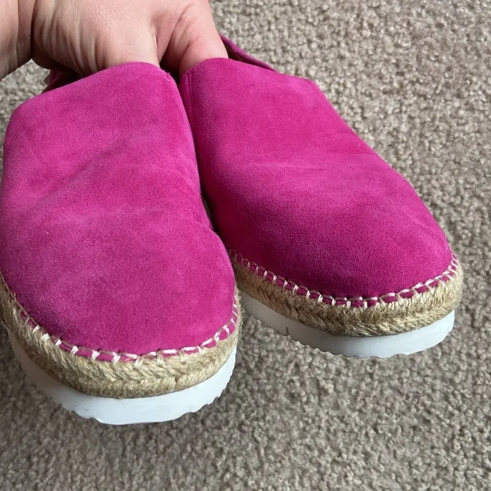 Gentle souls Dark Pink Barbie Suede Lara Sporty Platform Espadrille Loafer